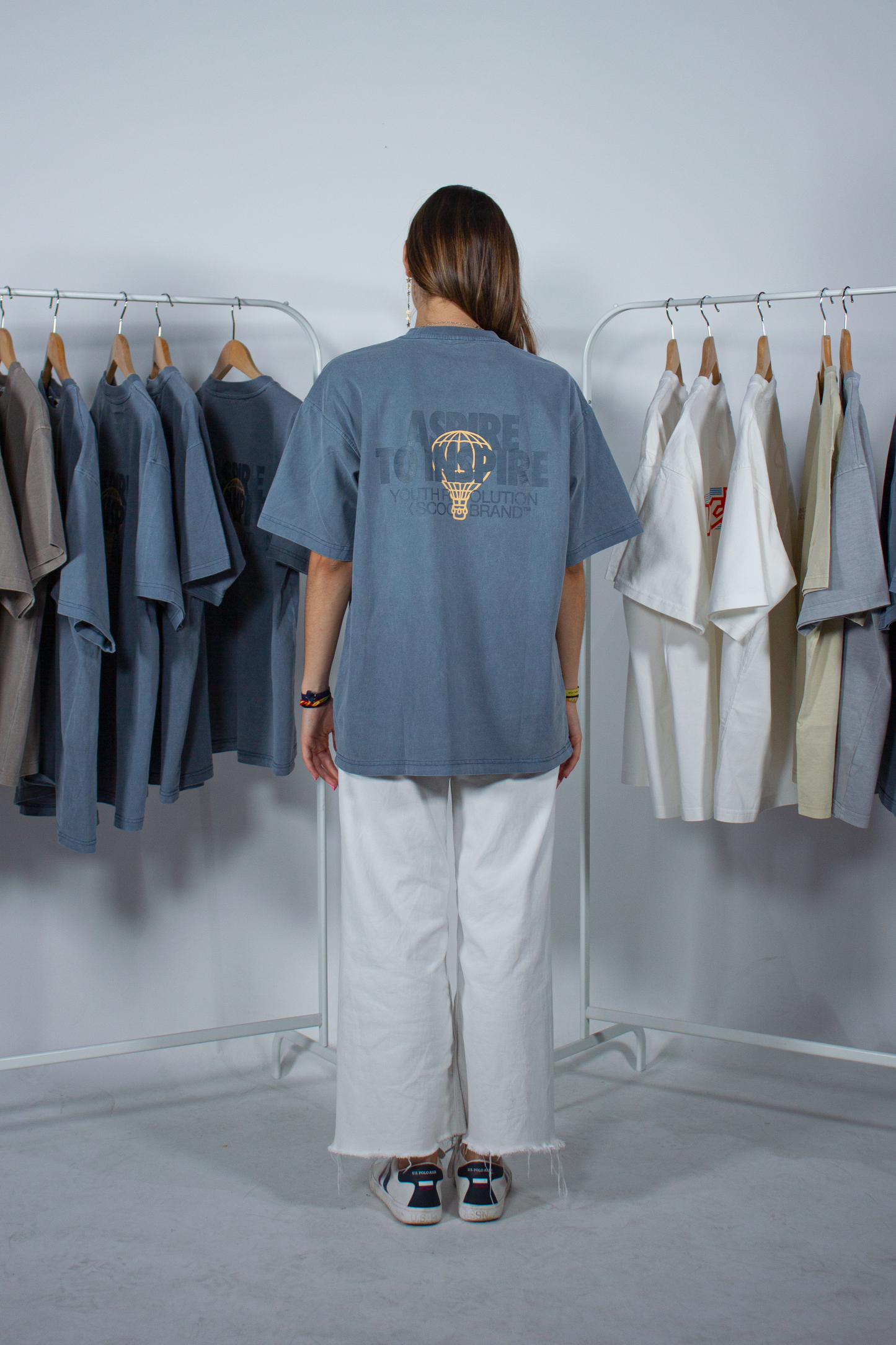YOUTH REVOLUTION X SCOOP BRAND SLATE BLUE OVERSIZED TEE