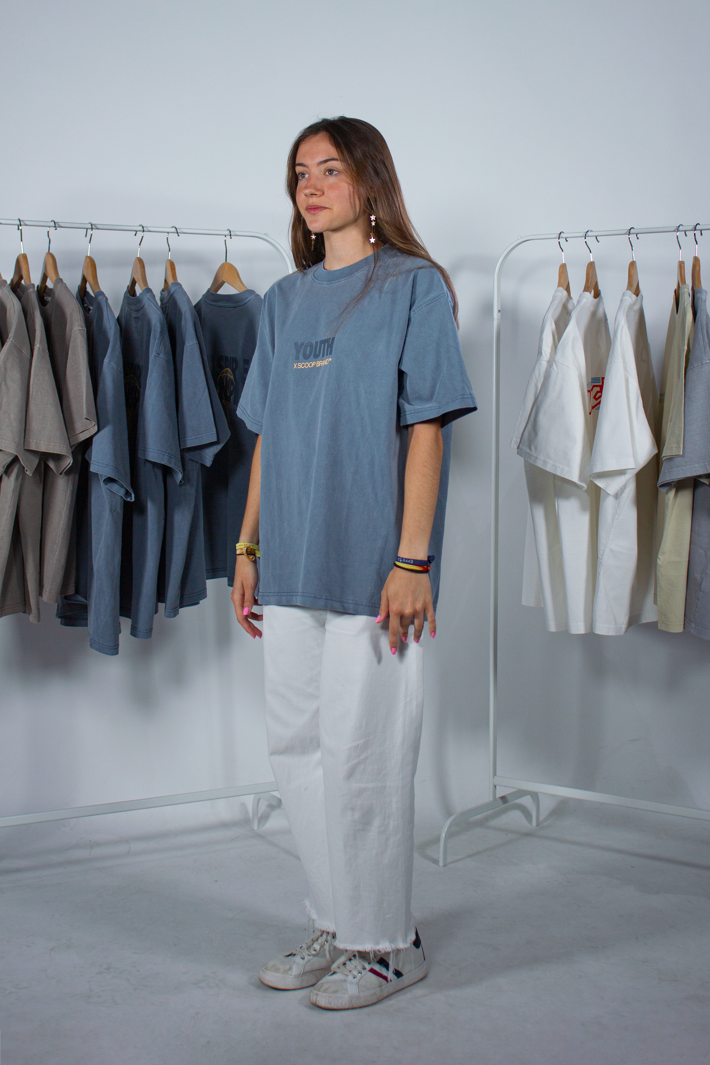 YOUTH REVOLUTION X SCOOP BRAND SLATE BLUE OVERSIZED TEE