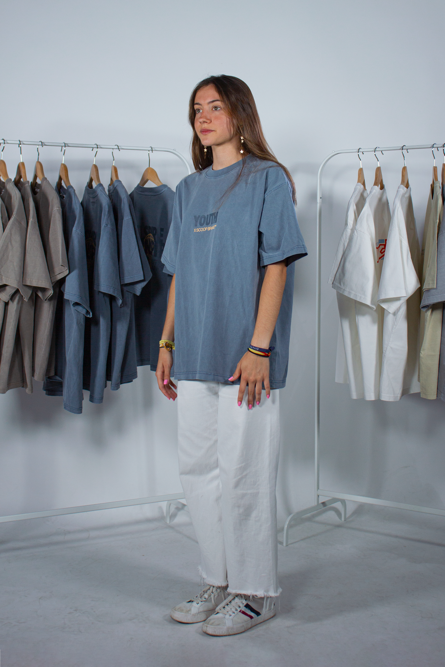 YOUTH REVOLUTION X SCOOP BRAND SLATE BLUE OVERSIZED TEE