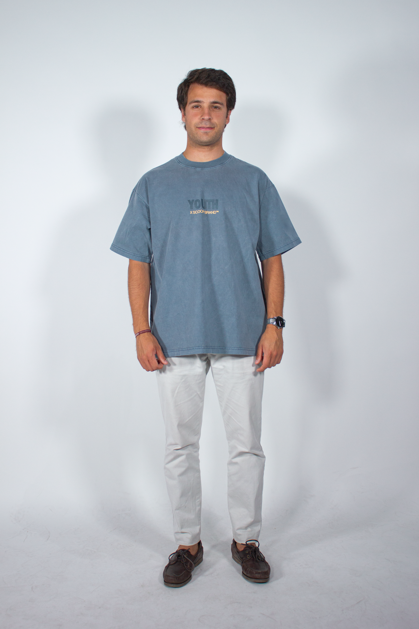 YOUTH REVOLUTION X SCOOP BRAND SLATE BLUE OVERSIZED TEE