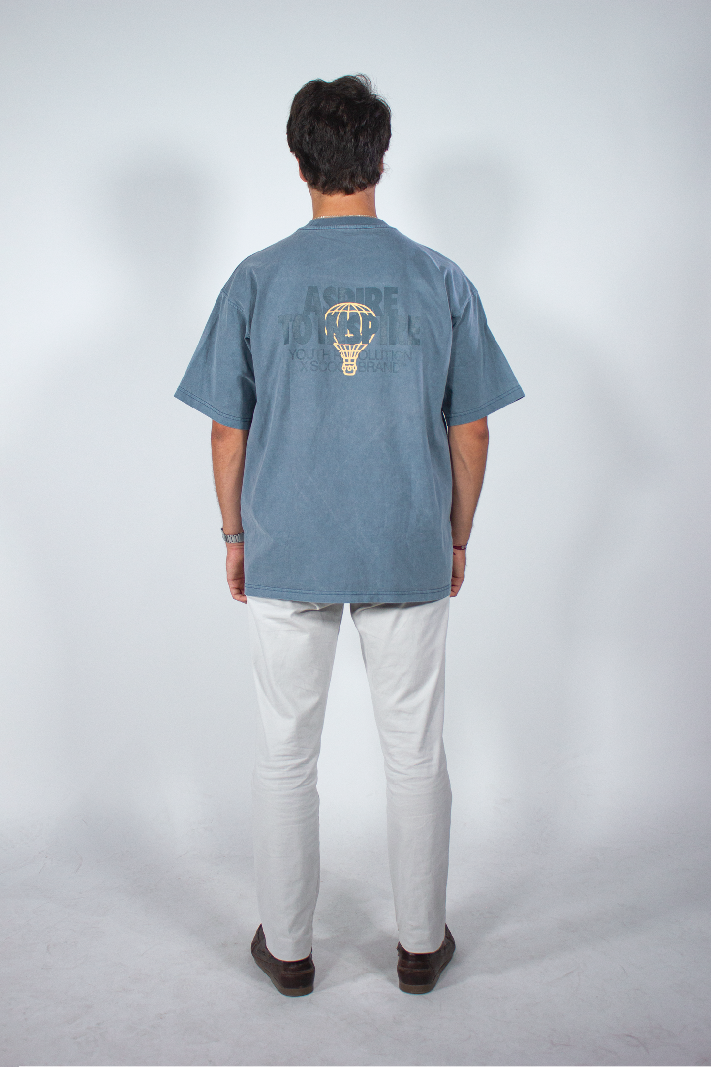 YOUTH REVOLUTION X SCOOP BRAND SLATE BLUE OVERSIZED TEE