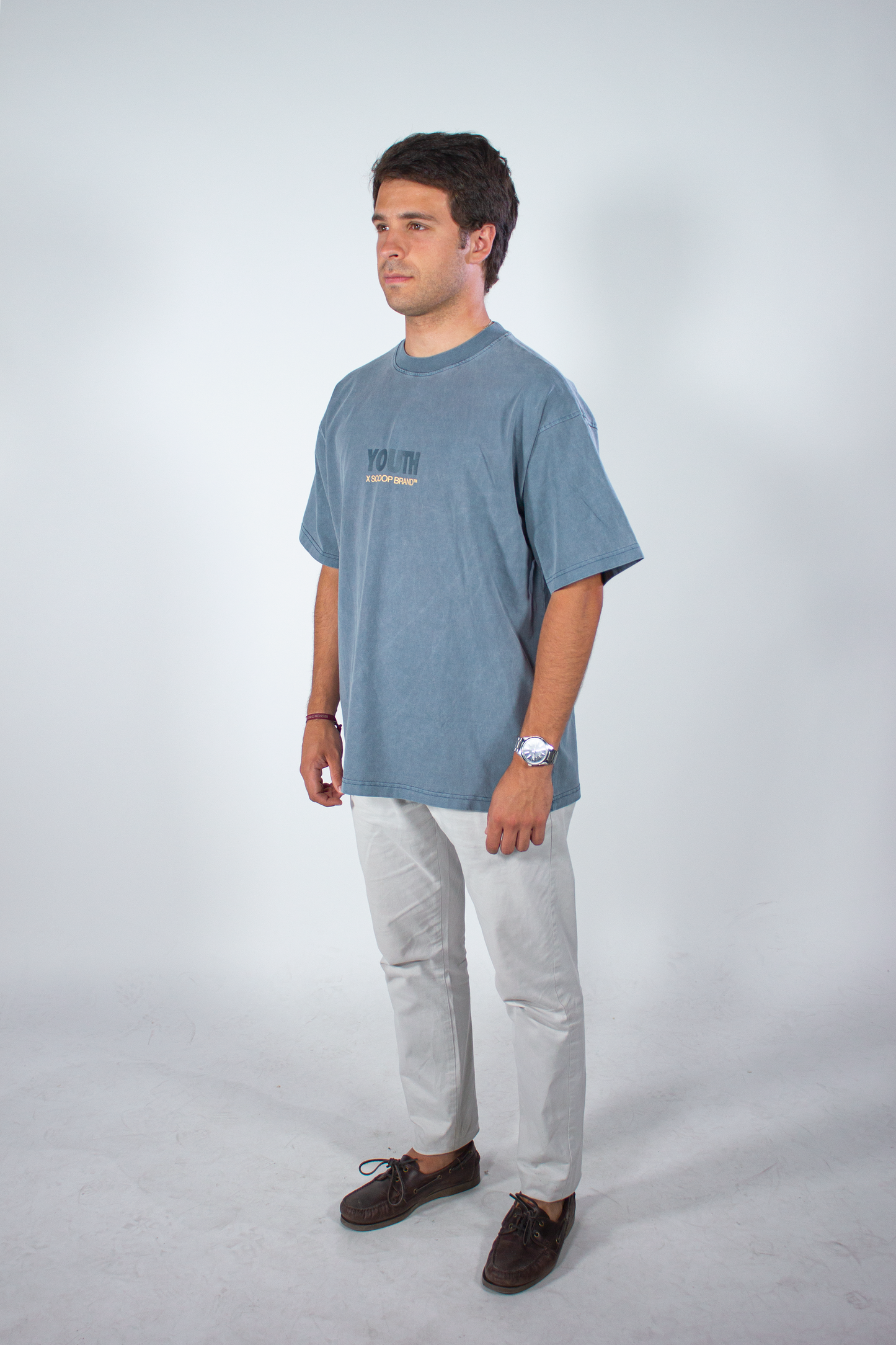YOUTH REVOLUTION X SCOOP BRAND SLATE BLUE OVERSIZED TEE