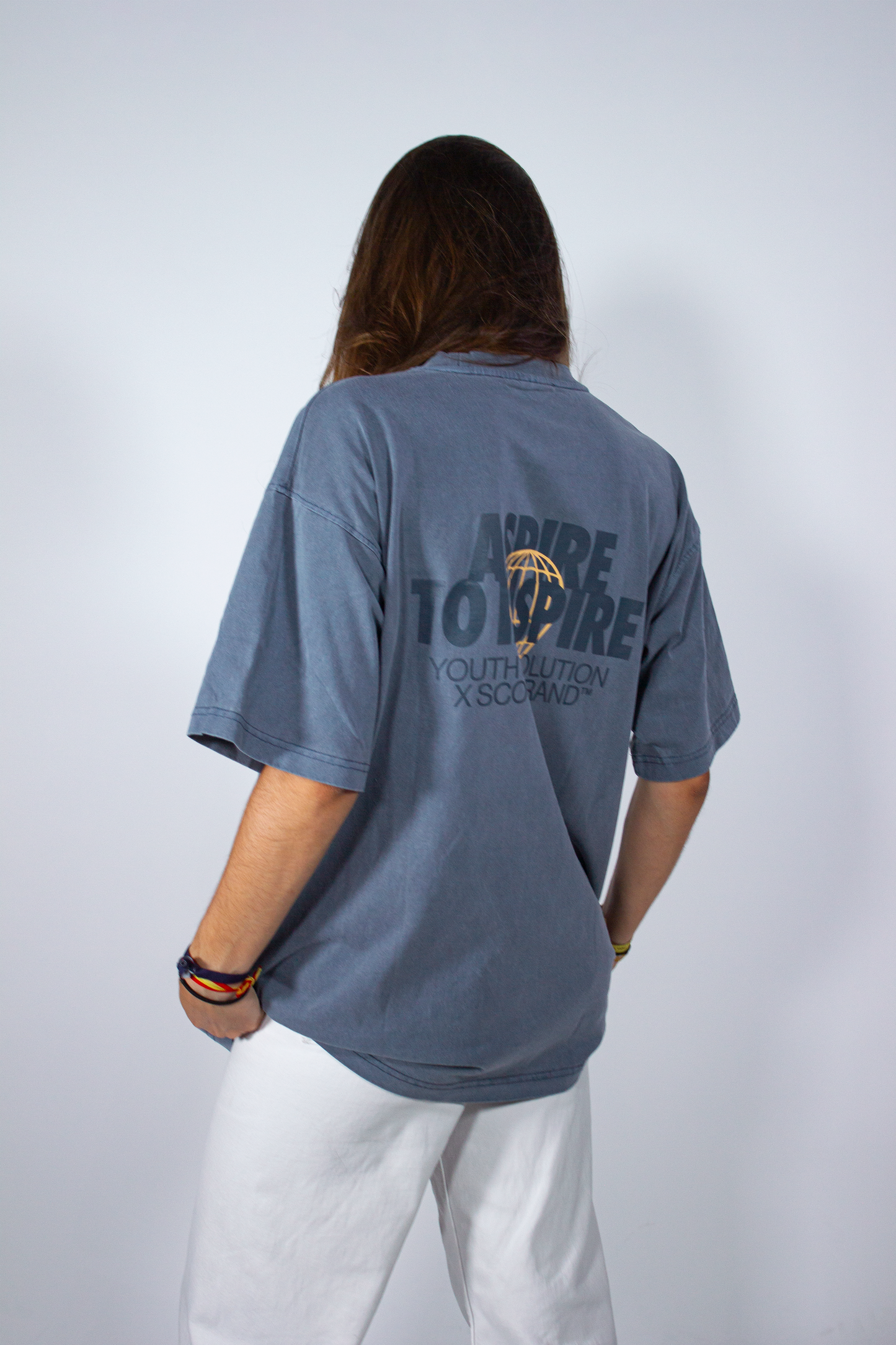YOUTH REVOLUTION X SCOOP BRAND SLATE BLUE OVERSIZED TEE