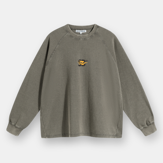 "BENDITO PROBLEMA" WASHED DULL BROWN WAFFLE THICKSLEEVE