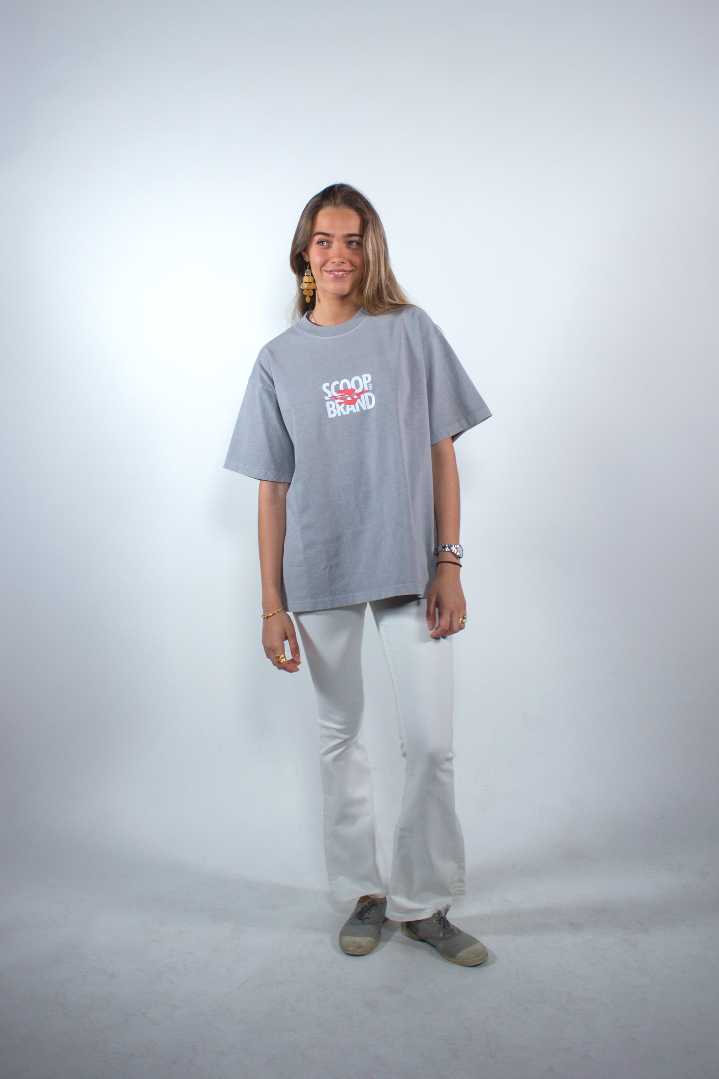 WASHED MOONDUST GREY "BENDITO PROBLEMA" OVERSIZED TEE