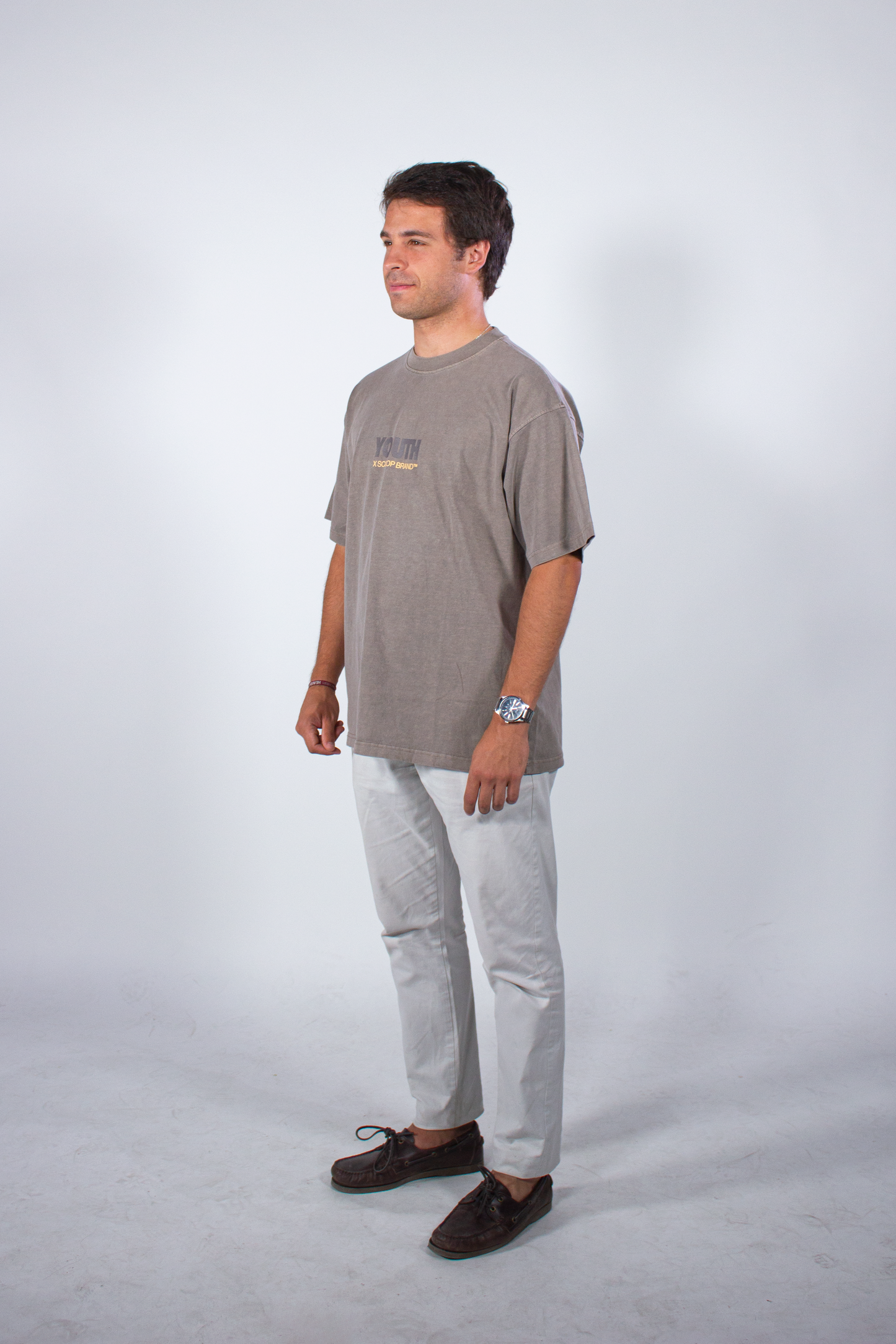 YOUTH REVOLUTION X SCOOP BRAND STONE GREY OVERSIZED TEE