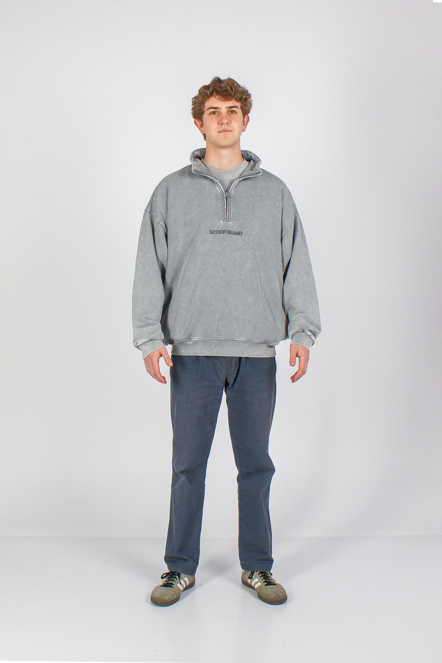 WASHED MOONDUST GREY "SAFE" HALF-ZIP