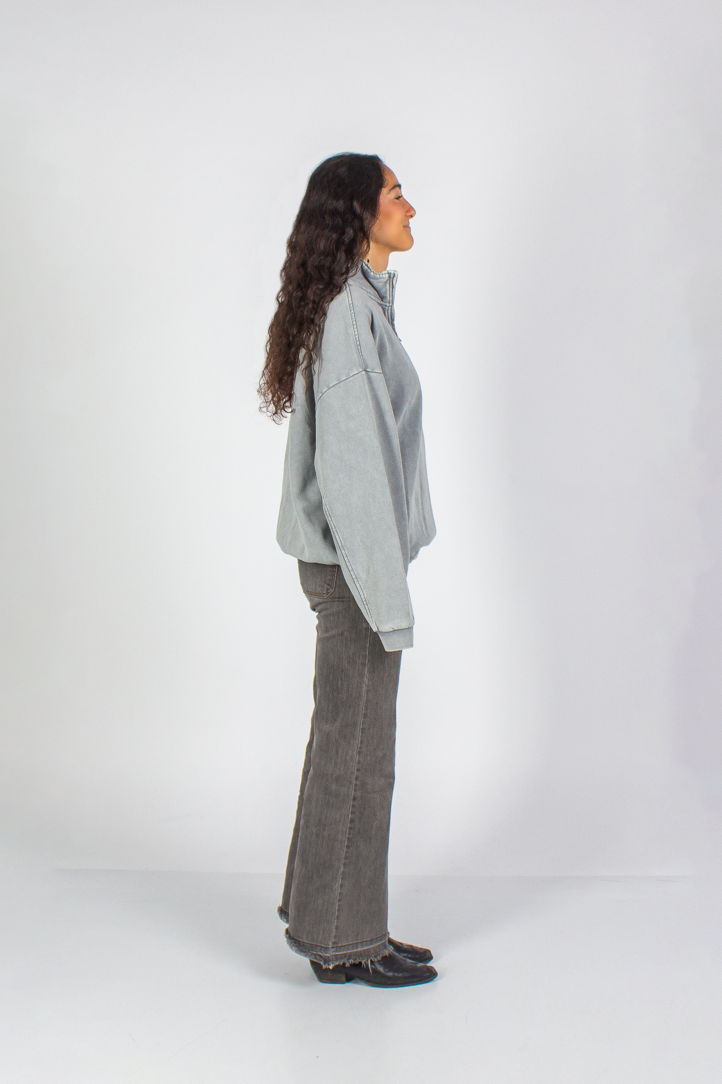 WASHED MOONDUST GREY "SAFE" HALF-ZIP