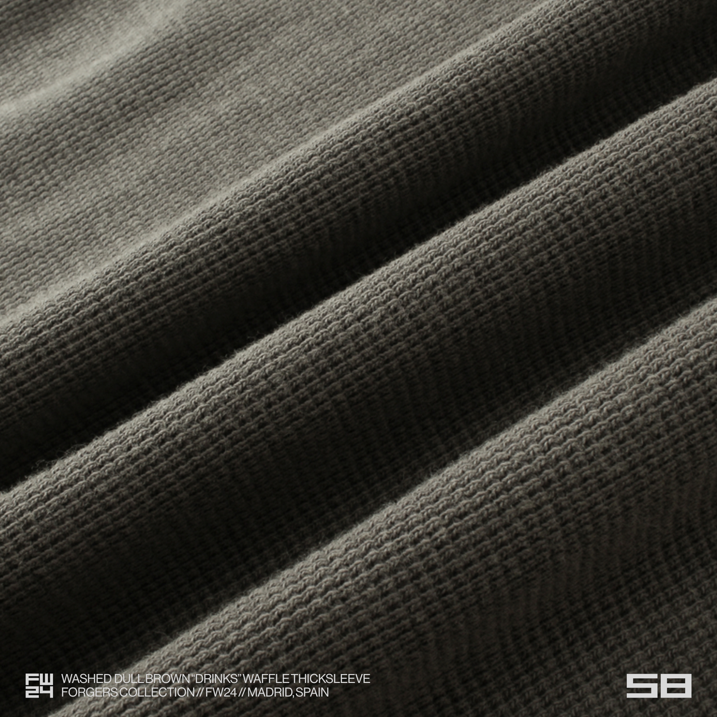 WASHED DULL BROWN "DRINKS" WAFFLE THICKSLEEVE