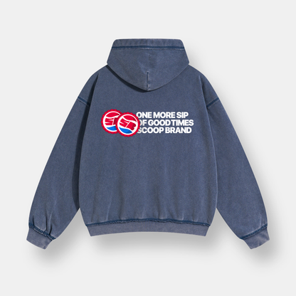 DRINKS DENIM BLUE ZIPPED HOODIE