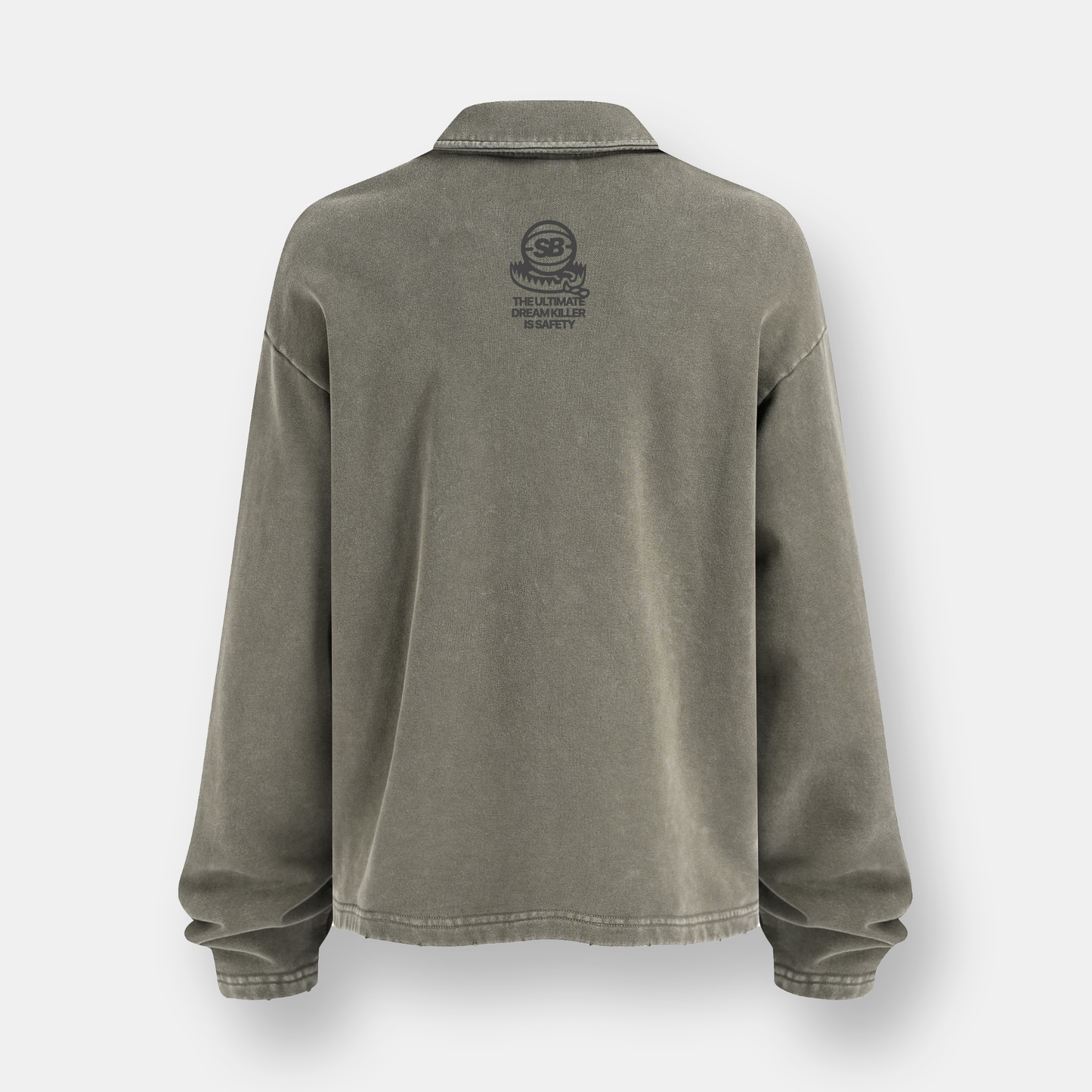 WASHED RUST GREEN "SAFE" POLO SWEATER