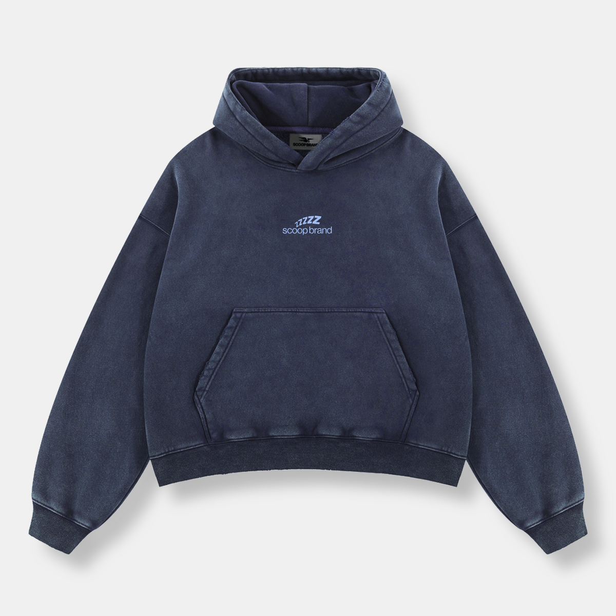 "PURPLE LIGHTS" WASHED NAVY BLUE CROPPED HOODIE