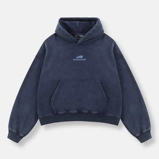 "PURPLE LIGHTS" WASHED NAVY BLUE CROPPED HOODIE