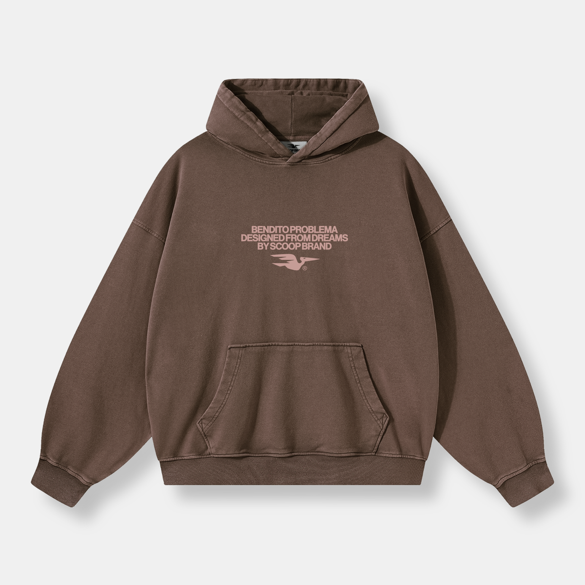 LOGO WASHED BROWN CHOCOLATE OVERSIZED HOODIE