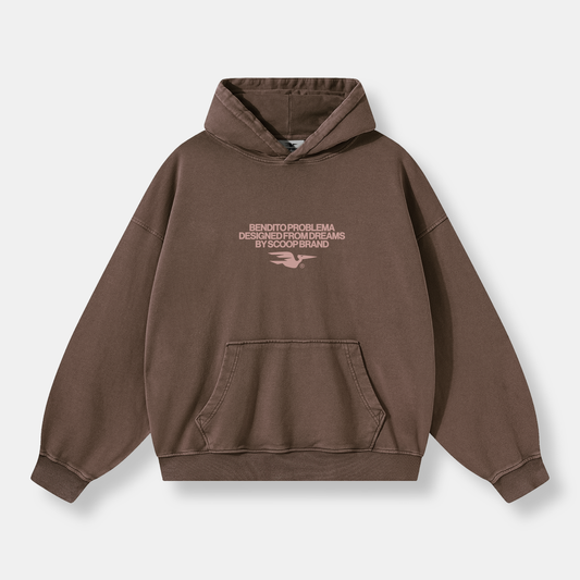 LOGO WASHED BROWN CHOCOLATE OVERSIZED HOODIE