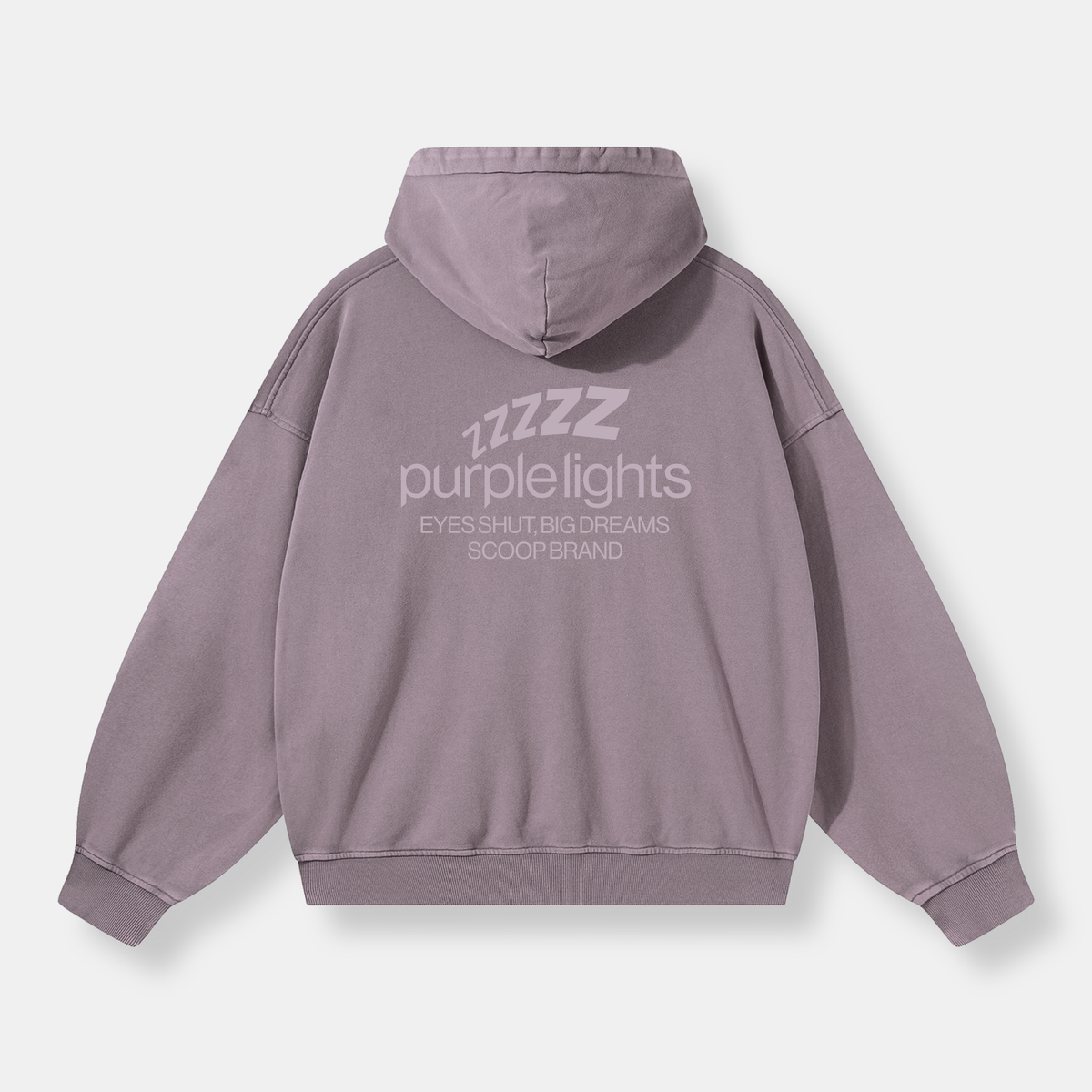"PURPLE LIGHTS" WASHED MAUVE OVERSIZED HOODIE