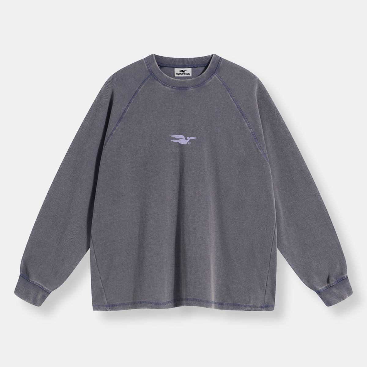 LOGO WASHED SLATE BLUE WAFFLE THICKSLEEVE