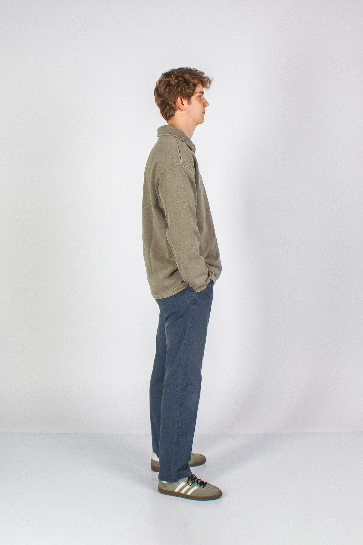 WASHED RUST GREEN "SAFE" POLO SWEATER