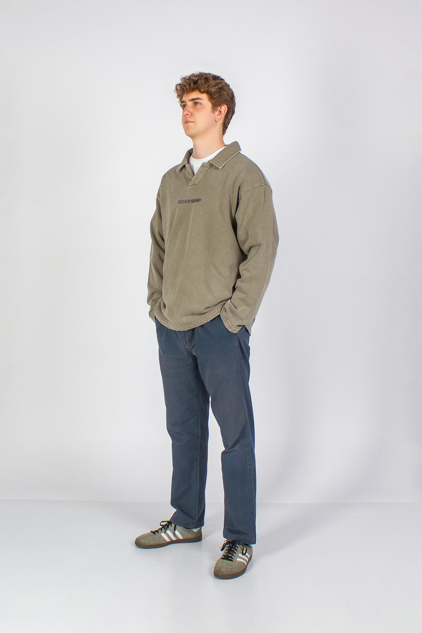 WASHED RUST GREEN "SAFE" POLO SWEATER