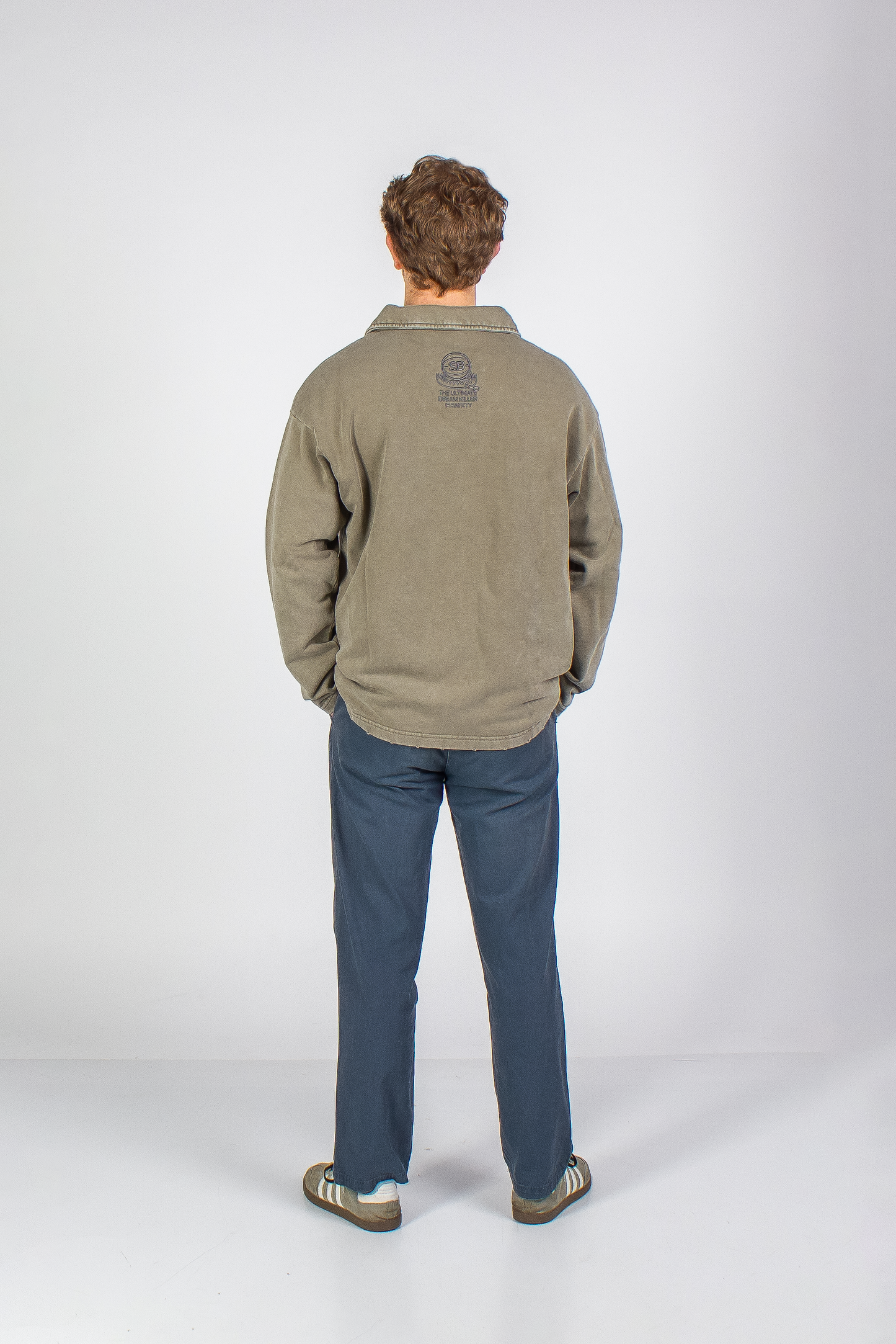 WASHED RUST GREEN "SAFE" POLO SWEATER