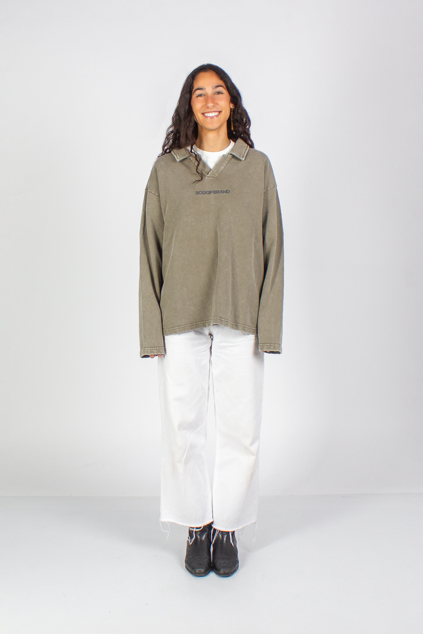 WASHED RUST GREEN "SAFE" POLO SWEATER