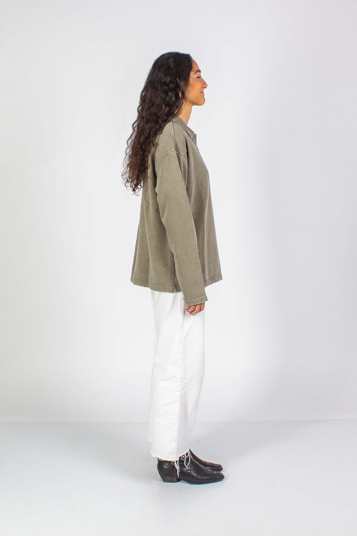 WASHED RUST GREEN "SAFE" POLO SWEATER