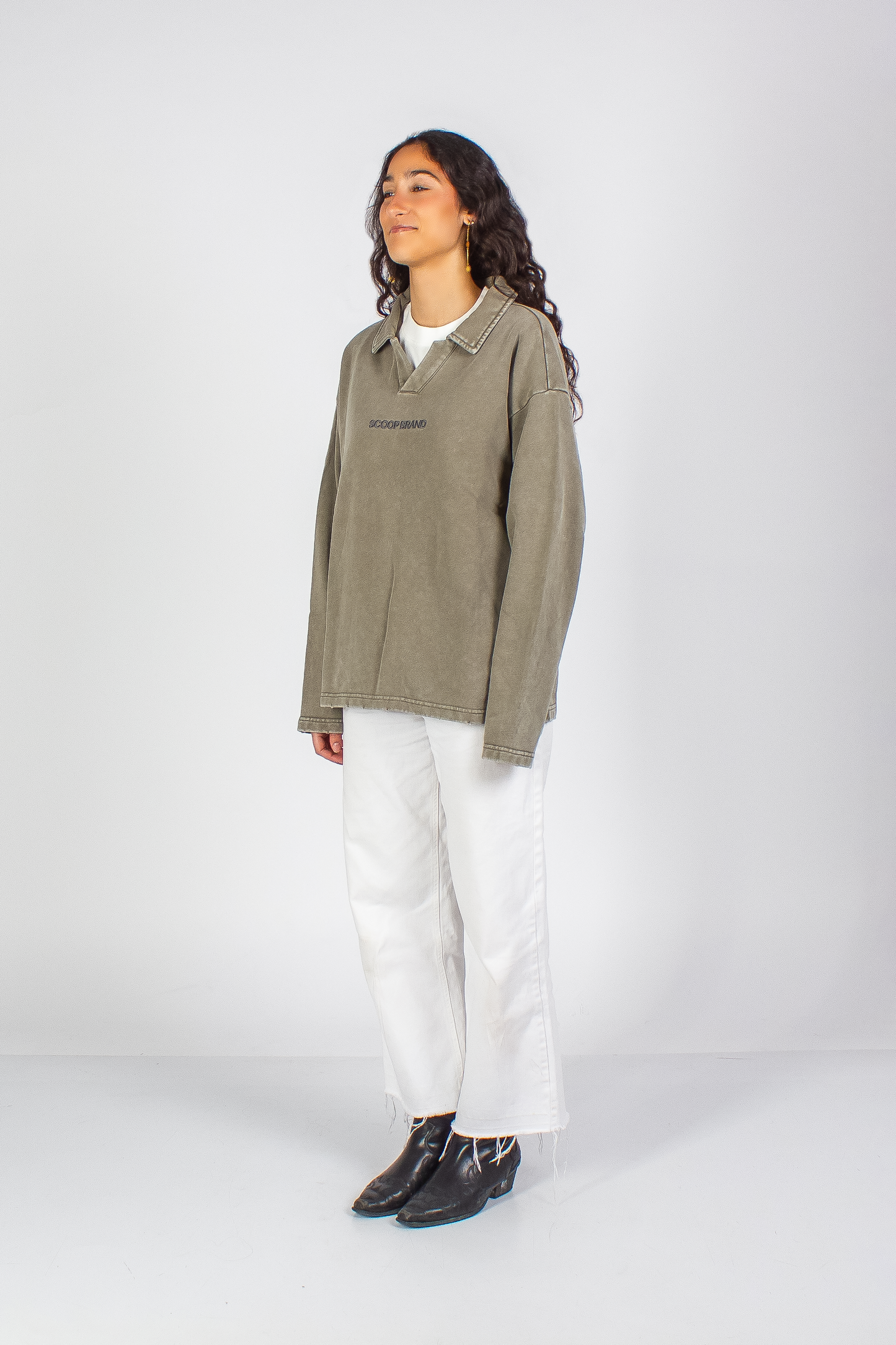 WASHED RUST GREEN "SAFE" POLO SWEATER