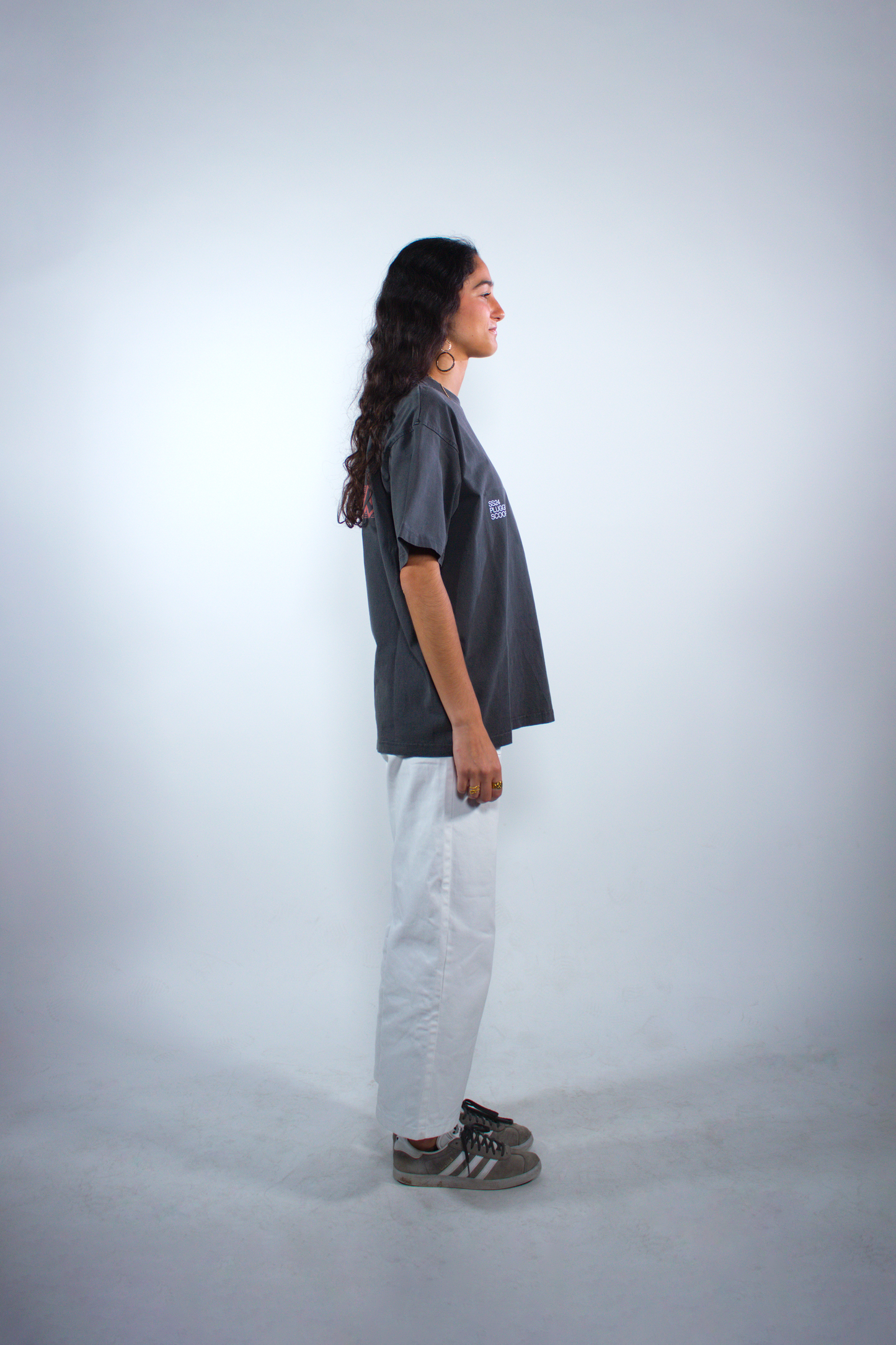 WASHED SHADOW GREY "INERCIA" OVERSIZED TEE