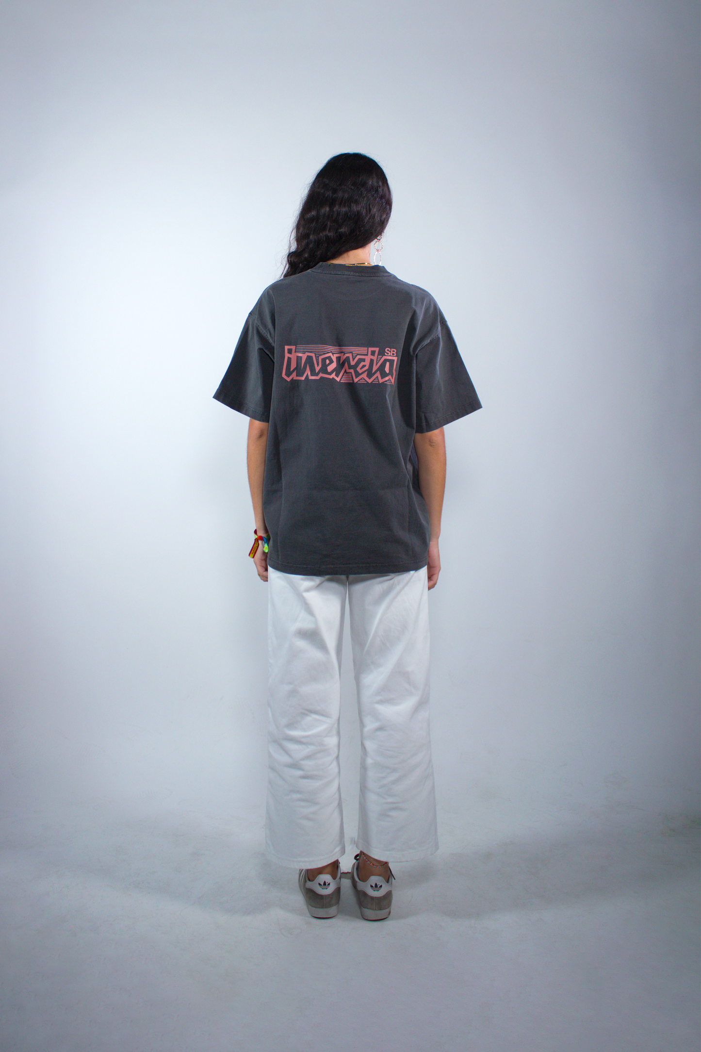 WASHED SHADOW GREY "INERCIA" OVERSIZED TEE