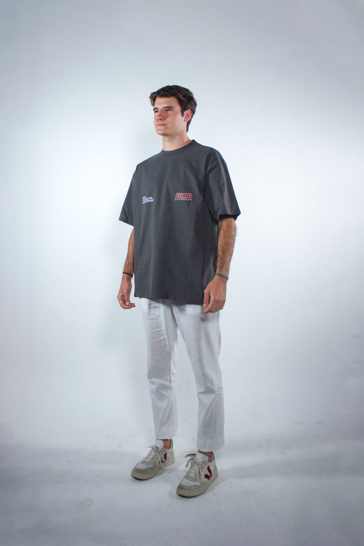 WASHED SHADOW GREY "INERCIA" OVERSIZED TEE