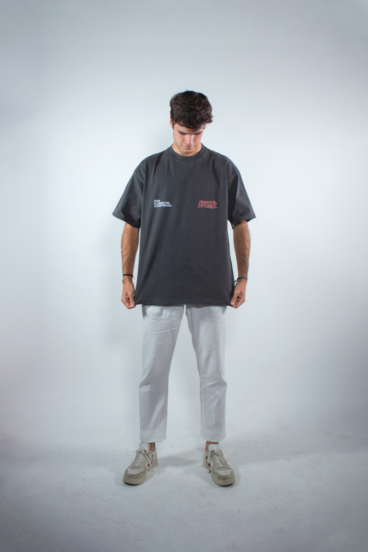 WASHED SHADOW GREY "INERCIA" OVERSIZED TEE