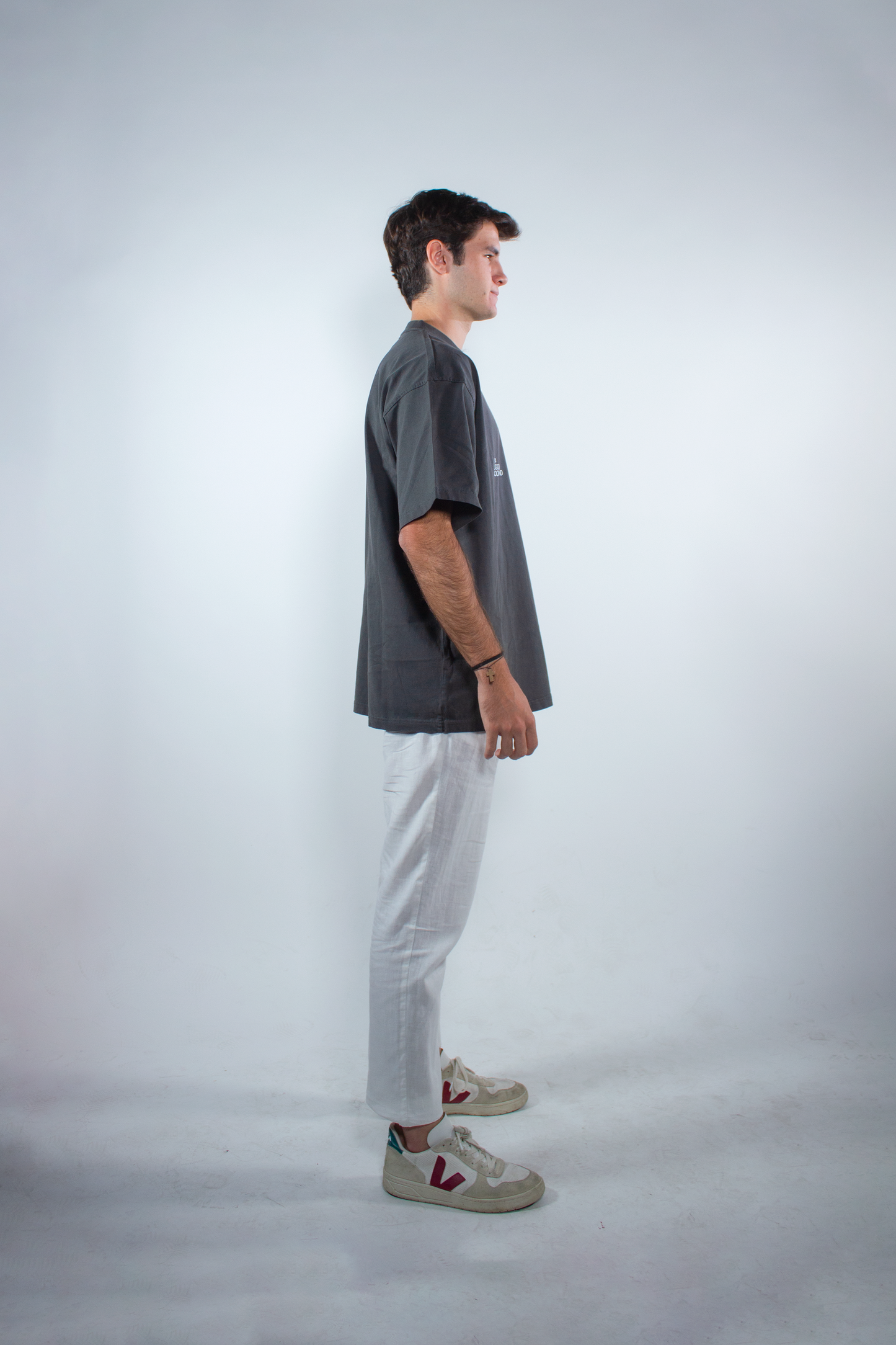WASHED SHADOW GREY "INERCIA" OVERSIZED TEE