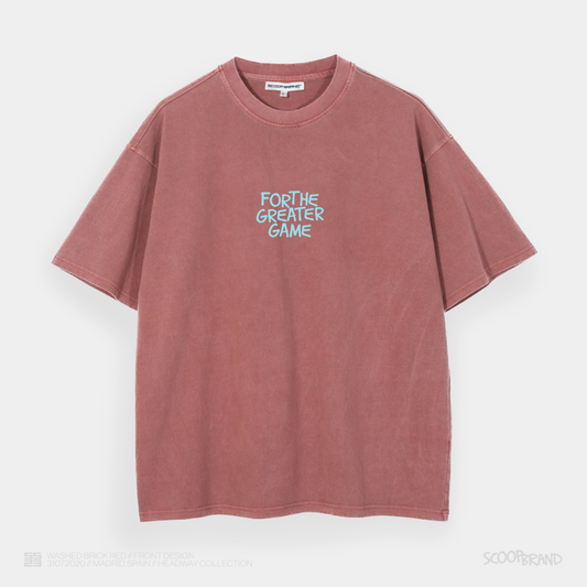 WASHED BRICK RED "FOR THE GREATER GAME" OVERSIZED TEE