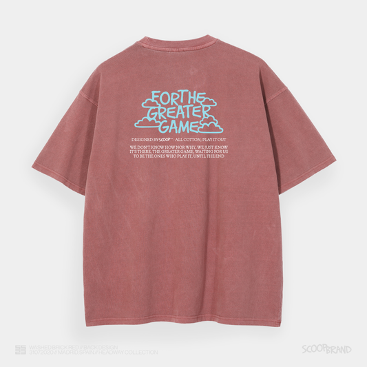 WASHED BRICK RED "FOR THE GREATER GAME" OVERSIZED TEE