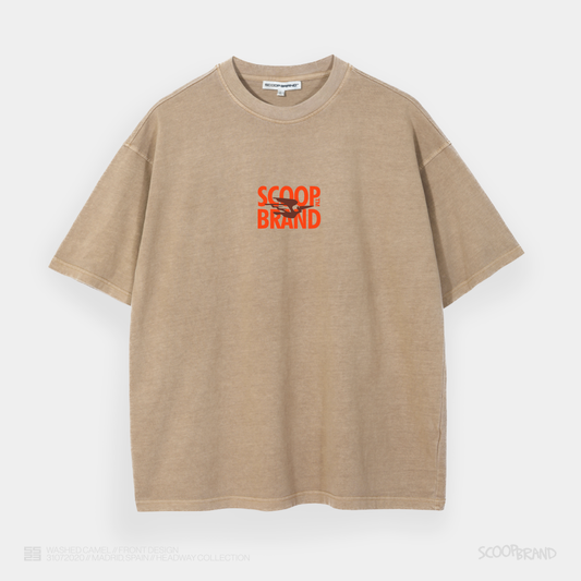 WASHED CAMEL "BENDITO PROBLEMA" OVERSIZED TEE