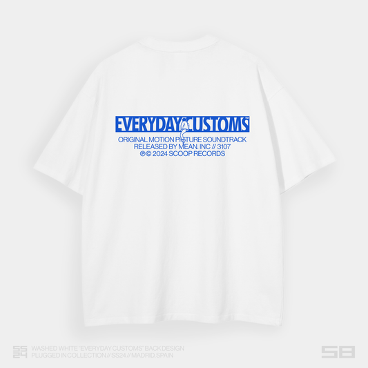 WASHED WHITE "EVERYDAY CUSTOMS" OVERSIZED TEE