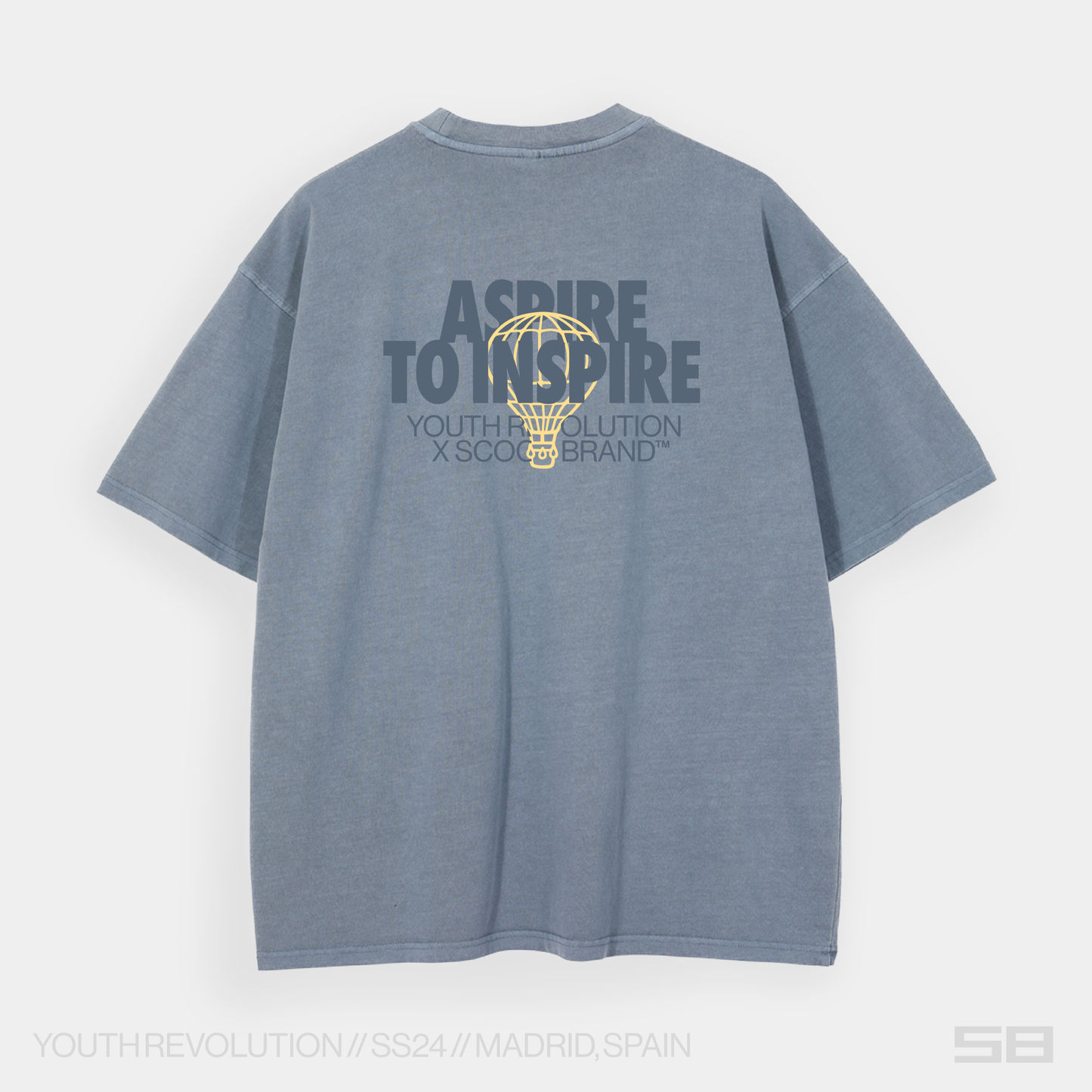 YOUTH REVOLUTION X SCOOP BRAND SLATE BLUE OVERSIZED TEE