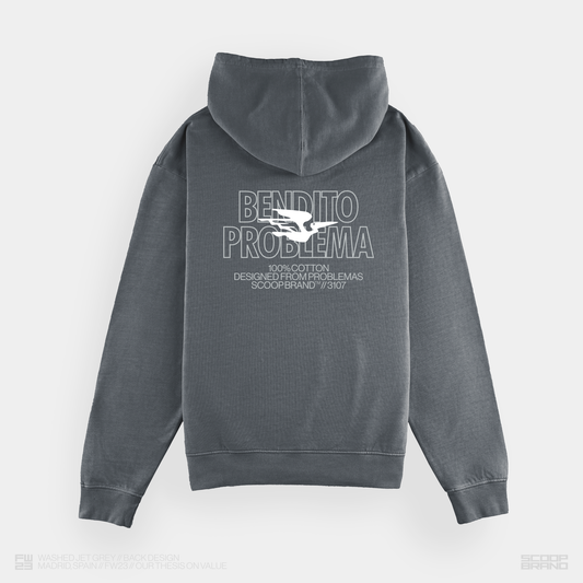 JET GREY "BENDITO PROBLEMA" OVERSIZED HOODIE