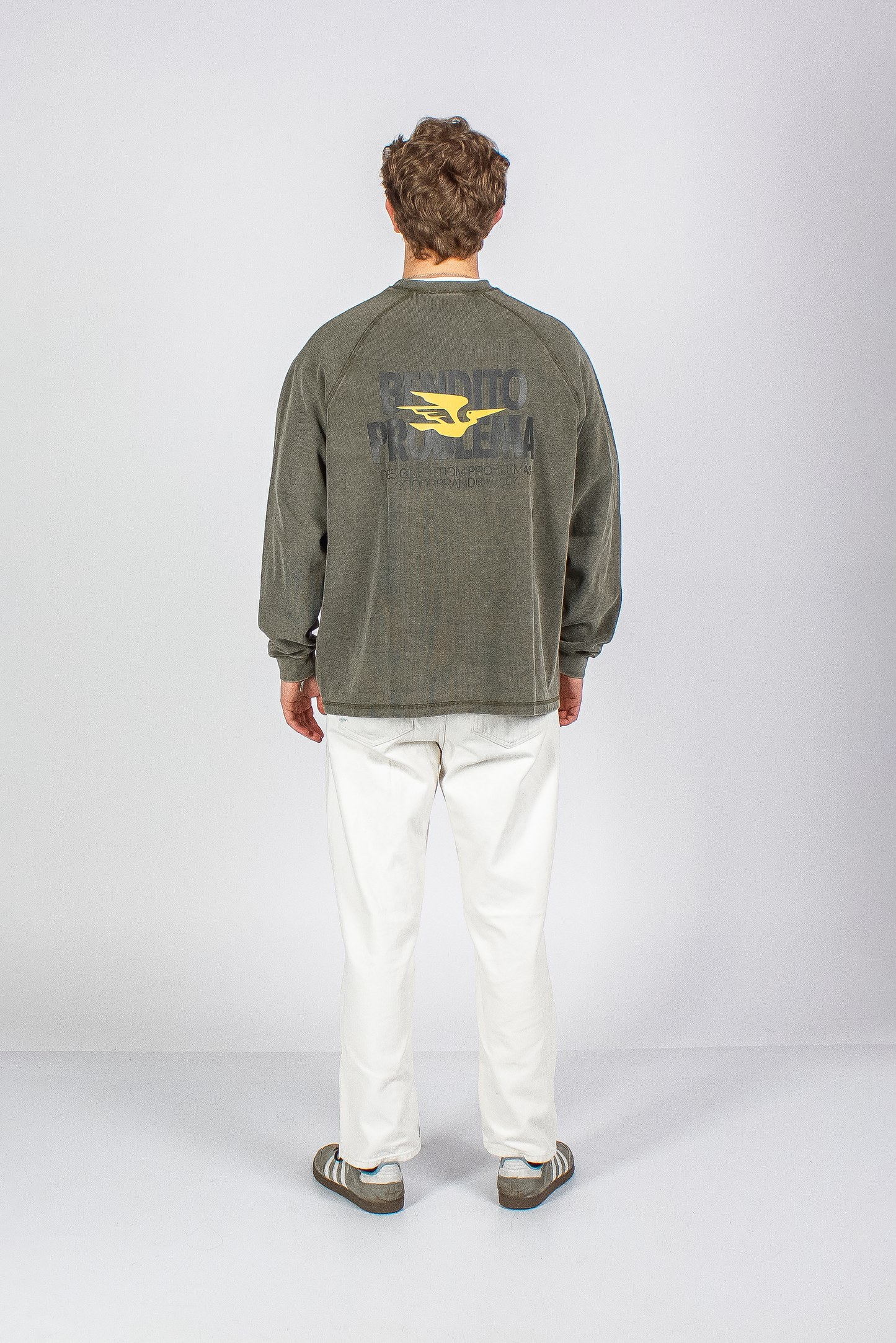 "BENDITO PROBLEMA" WASHED DULL BROWN WAFFLE THICKSLEEVE